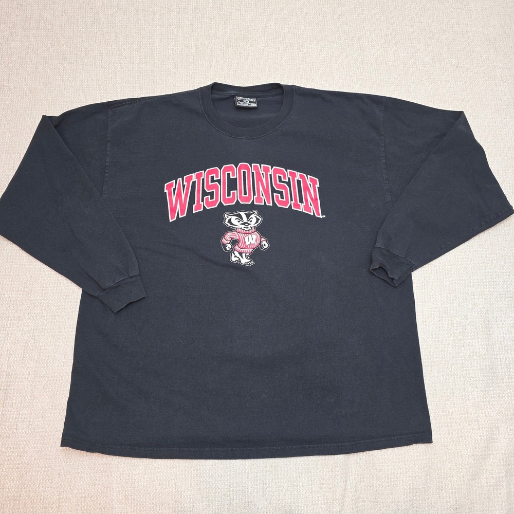 Steve & Barrys Wisconsin Badgers Long Sleeve Henley Shirt Mens XXL Bucky Badger